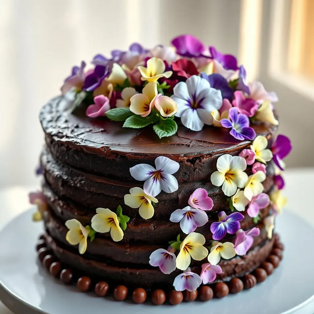 Creative Chocolate Cake Designs Featuring Edible Flowers