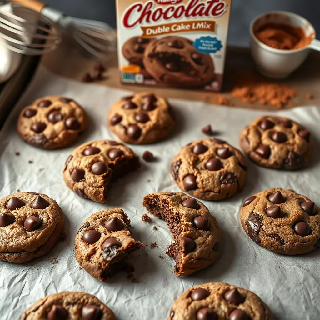 Easy Double Chocolate Chip Cookie Recipe with Cake Mix