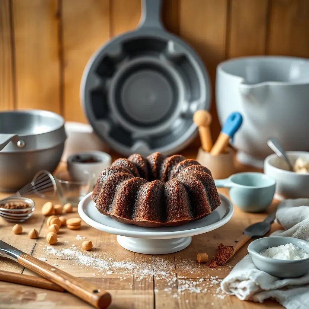 Ingredients and Equipment for Mini Chocolate Bundt Cakes