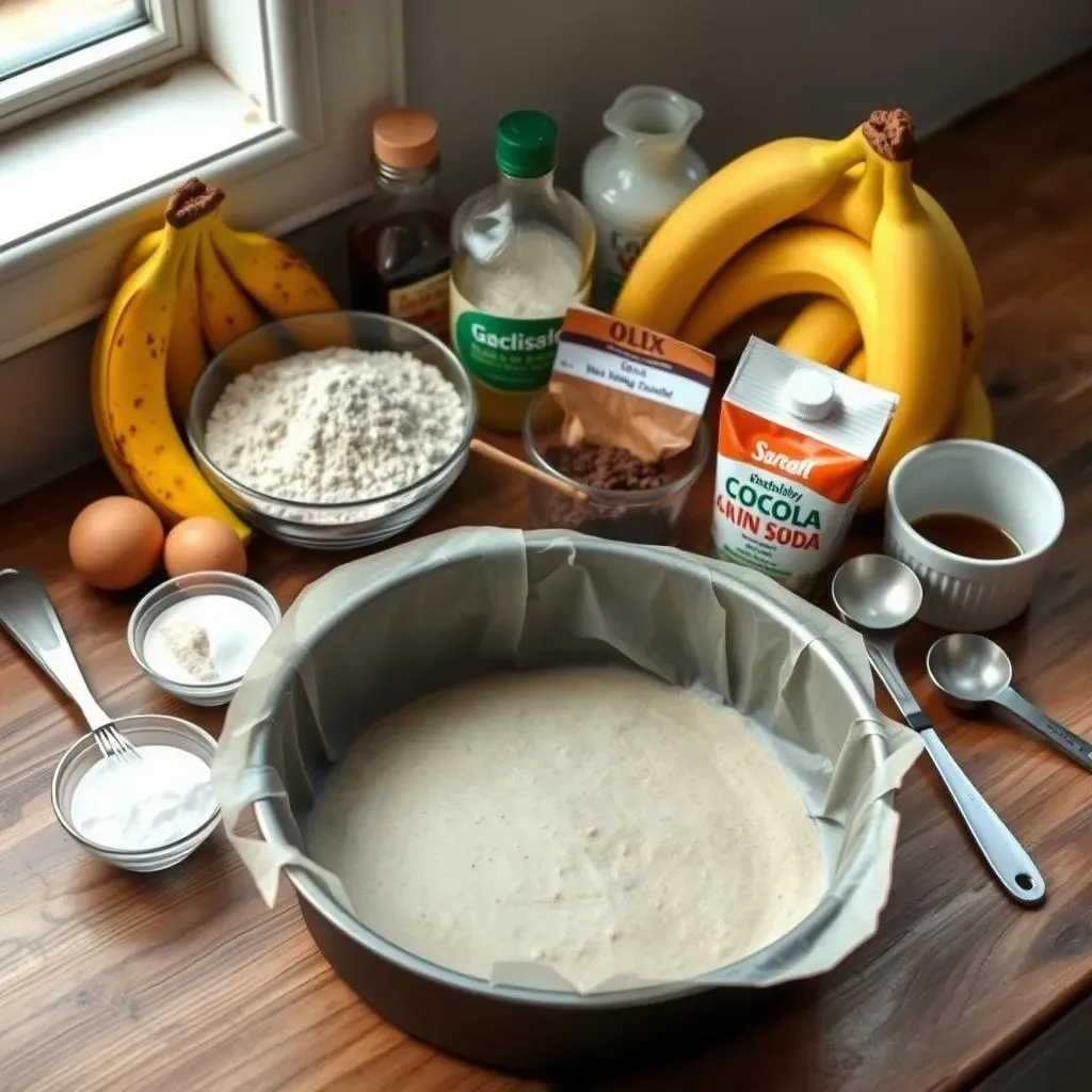 Ingredients and Equipment for Simple Banana Chocolate Cake