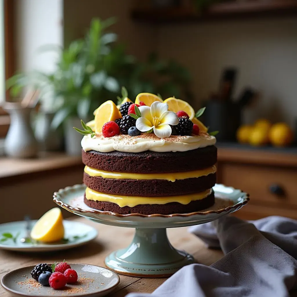 Layering and Assembling Your Chocolate Cake with Lemon Curd