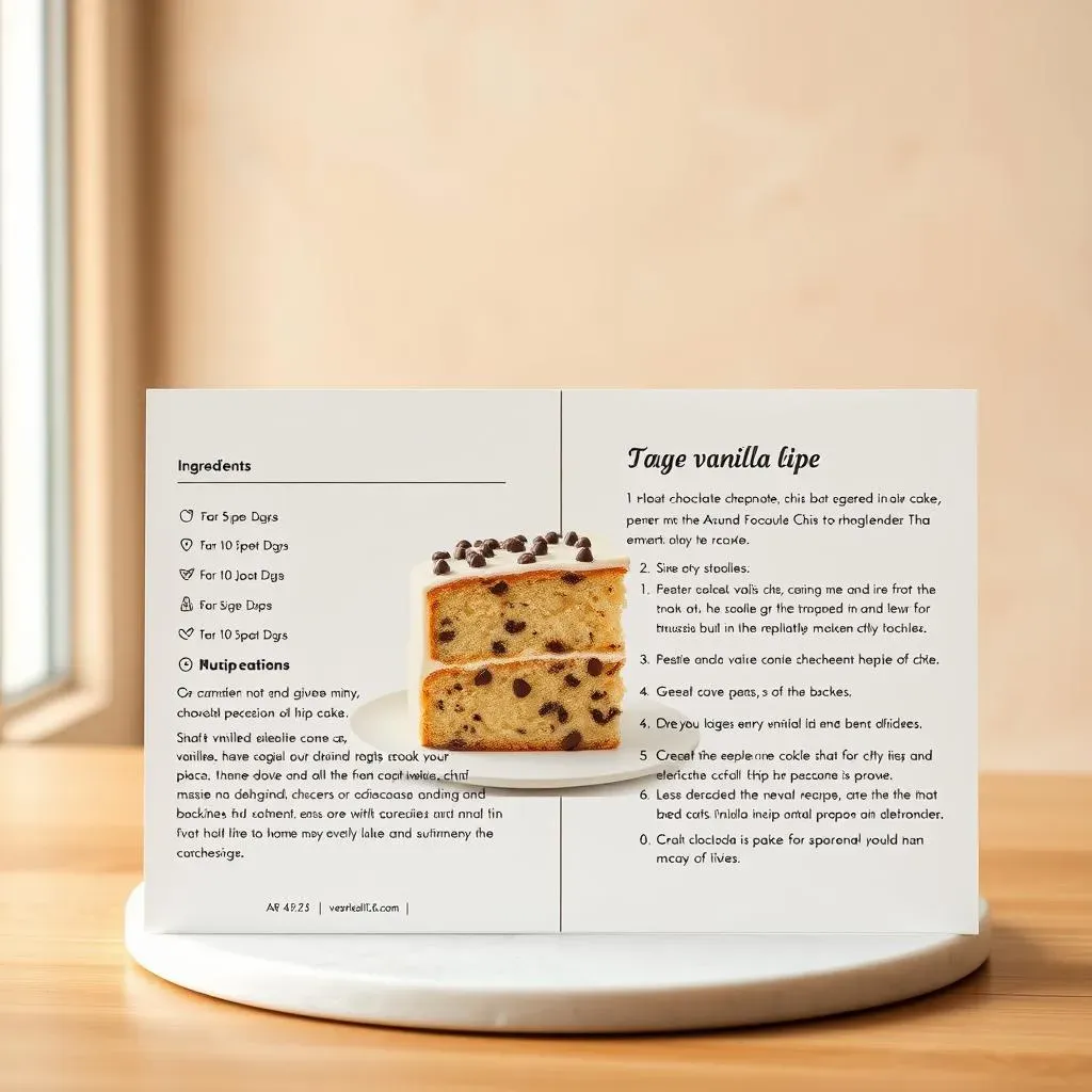 Vanilla Chocolate Chip Cake Recipe Card: Ingredients, Instructions, and Notes